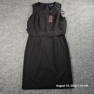 Jolibel Montreal Black Sleeveless Popover Lace Back Sheath Dress Size 8 NWT